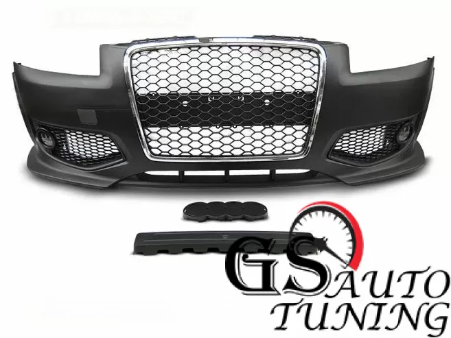 Предна броня за Audi A3 8P (2005-2008) - RS Дизайн с хром решетка